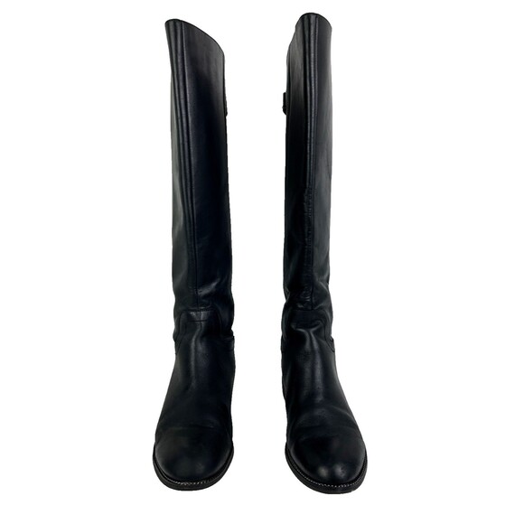 Franco Sarto Brindley Knee High Black Leather Riding Boots w/ Chain Detail 11 - Picture 3 of 15